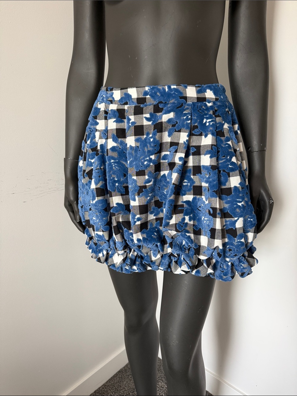 266. Beckerman Abstract Print Bubble Mini Skirt Blue Size Unknown